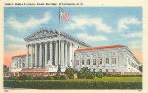 Washington DC US Supreme Court Building Linen Postcard Unused