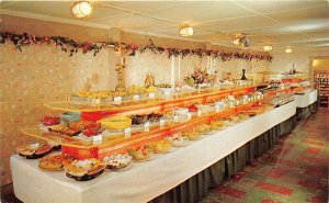 Bellevue Ohio 1960s Postcard San-Dar Restaurant Dining Room Smorgasbord