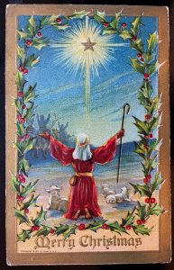 Vintage Victorian Postcard 1912 Merry Christmas - Shepherd & Star