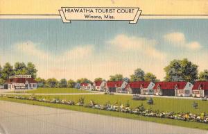 Winona Mississippi view of Hiawatha Tourist Court linen antique pc Y14431