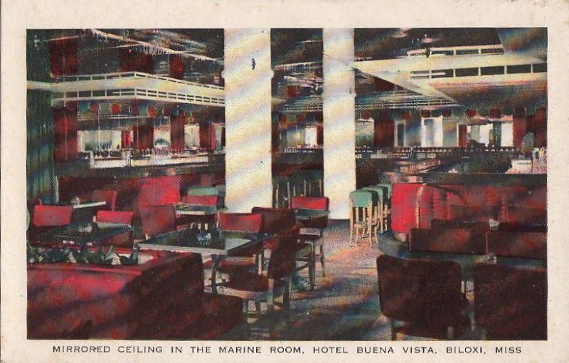 Postcard Mirrored Ceiling Marine Room Hotel Buena Vista Biloxi MS