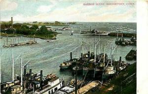 CT, Bridgeport, Connecticut, Harbor Scene, Steamers, A.C. Bossselman 407