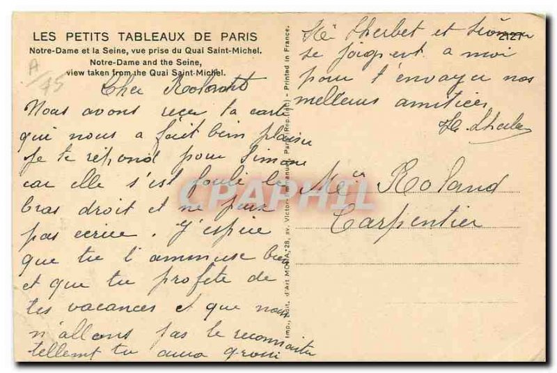 Old Postcard The Small Paintings of Paris Notre Dame and the Seine river view...