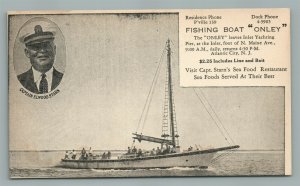 ATLANTIC CITY NJ FISHING BOAT ONLEY ADVERTISING ANTIQUE POSTCARD