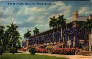 Vtg 1940s Hialeah Race Course Horse Racing Hialeah Florida FL Unused Postcard