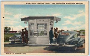 MORGANFIELD, KY  Military Police Checking CAMP BRECKINRIDGE c1940s  Postcard