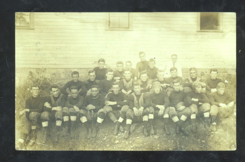 RPPC BETHANY WEST VIRGINIA 1911 HIGH SCHOOL FOOTBALL TEAM REAL PHOTO POSTCARD