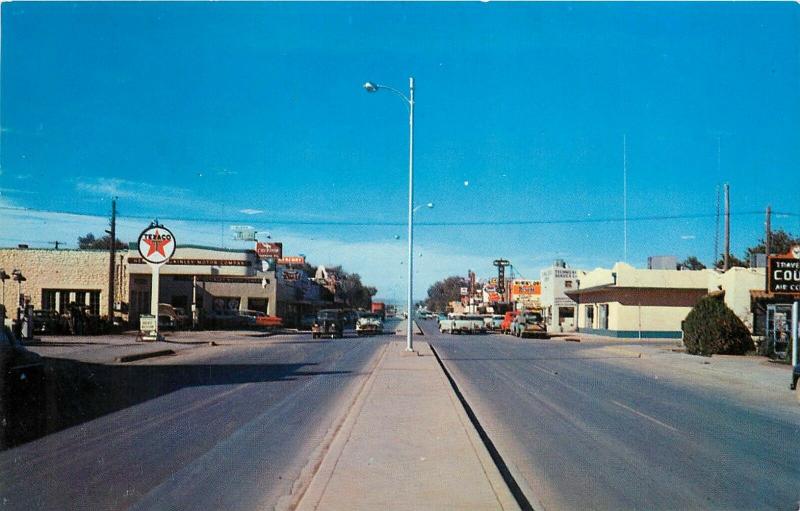 Highway 54 and 70 Alamogordo New Mexico Texaco Gas Station Old Cars Postcard