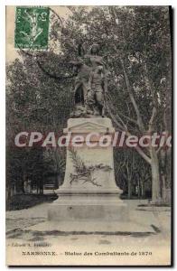 Old Postcard Narbonne Statue of Fighters 1870