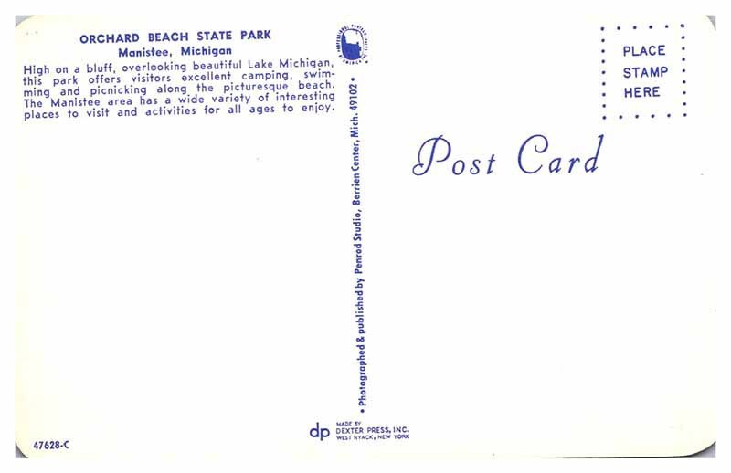 Postcard AERIAL VIEW SCENE Manistee Michigan MI AU2435