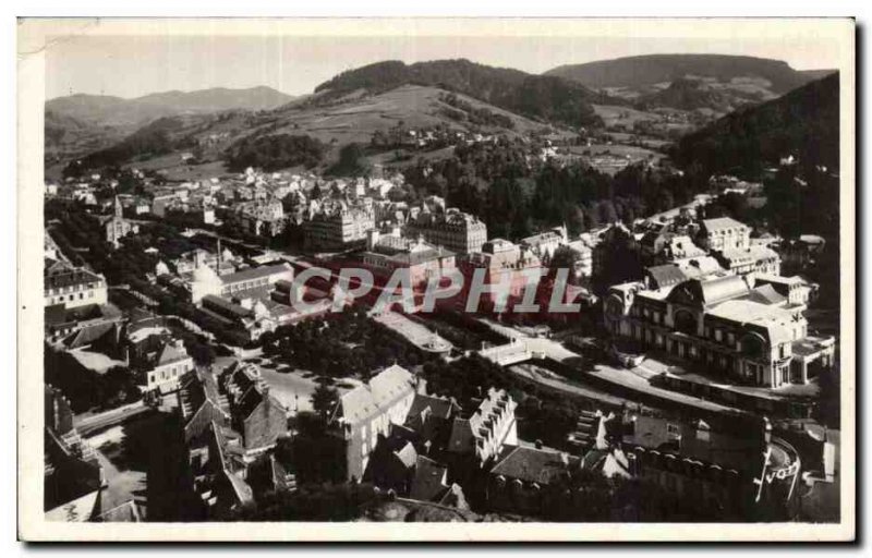 Old Postcard La Bourboule General view and rock Vendeix