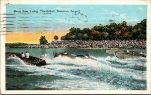 Vtg Savannah Georgia GA Motor Boat Racing Thunderboat 1930 White Border Postcard