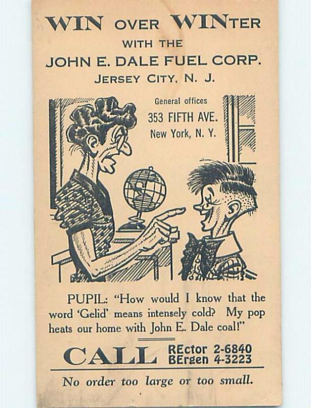 1930's POSTCARD AD - JOHN DALE FUEL CORPORATION Jersey City New Jersey NJ F0391