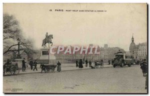 Paris Old Postcard The new bridge with statue of Henry IV