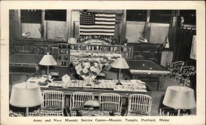 WWII Portland Maine ME Masonic Temple Masons Soldier's Msg Vintage Postcard