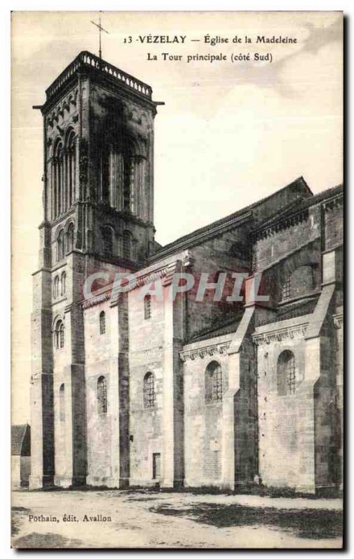 Postcard Old Vezelay Madeleine Church Tower Prinicipal