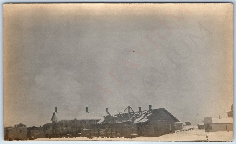 c1910s Watersmeet, Mich. Train Depot RPPC Railway Station CNW Real Photo MI A260