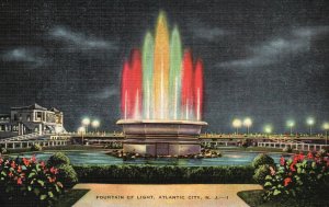 Vintage Postcard The Fountain Of Light Blaze Of Colors Atlantic City New Jersey