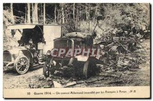 Postcard Old Sante A German Army convoy fire by the French in Arras Ambulance