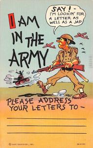 Military Comic Postcard, Old Vintage Antique Post Card  I'm in the Army