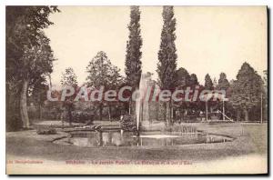 Postcard Old Bethune public garden Kiosk and water jet