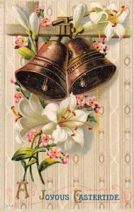 Holiday Greetings  A JOYOUS EASTERTIDE Bells~Easter Lilly 1910 Embossed Postcard