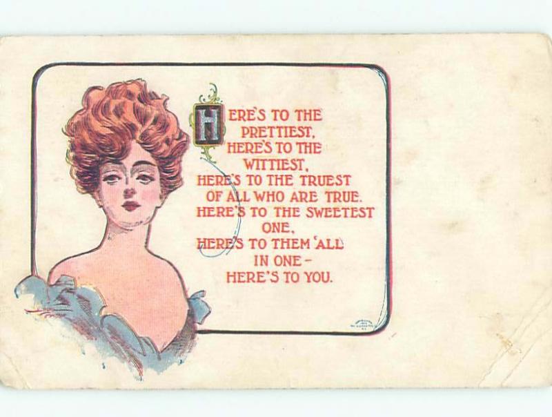 Divided-Back PRETTY WOMAN Risque Interest Postcard AA7851