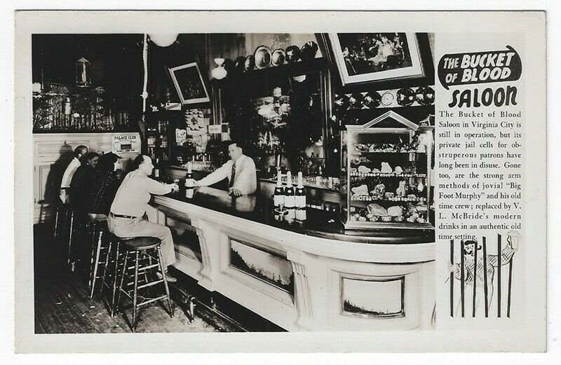 RPPC, Virginia City, Virginia, Early Interior View of The Bucket of Blood Saloon