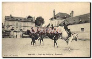 Old Postcard Horse Riding Equestrian Saumur Cavalry School croupade