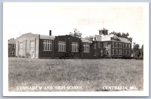 K45/ Centralia Missouri RPPC Postcard c40-50s Gym and High School 211