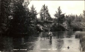 Frankfort MI Trout Fly Fishing Real Photo Vintage Postcard