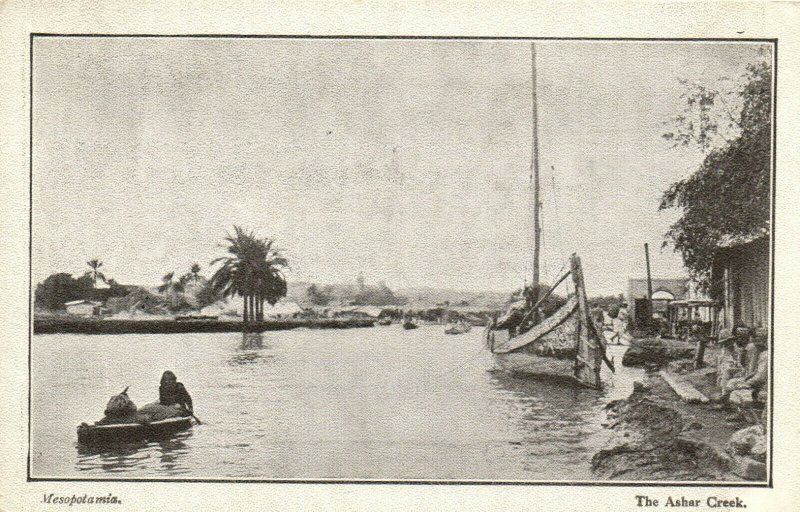 PC CPA IRAQ, MESOPOTAMIA, THE ASHAR CREEK, VINTAGE POSTCARD (b16203)