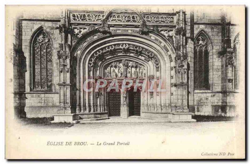 Old Postcard Brou Church Bourg Grand Portal