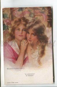 478161 Philip BOILEAU Belle Girl FASHION In Confidence Vintage postcard R&N #760