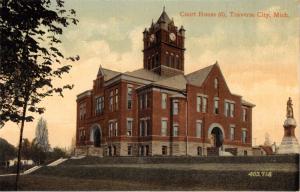 TRAVERSE CITY MICHIGAN COURT HOUSE~ORSON W PECK PUBLISHED POSTCARD 1910s