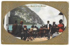 Along the Banks of The Hudson New York Postcard mailed 1909 Gold Border Embossed