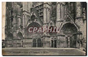 Old Postcard Bourges Cathedral Portal