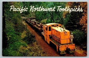 Pacific Northwest Toothpicks Log Trains   Railroad  Postcard