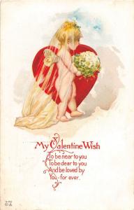 E36/ Valentine's Day Love Holiday Postcard V-70 1915 Wedding Cupid Heart 23