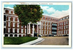 1929 Waterbury Hospital Building Car Entrance Connecticut CT Vintage Postcard