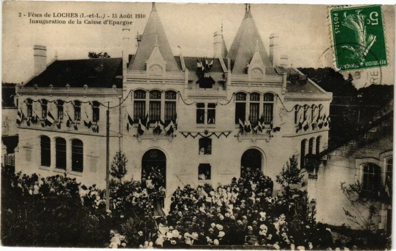 CPA Fetes de LOCHES - Inaug de la Caisse d'Épargne (211045)