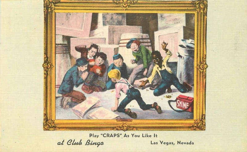 Postcard 1940s Nevada Las Vegas Club Bingo Playing Craps Colorpicture 23-13063