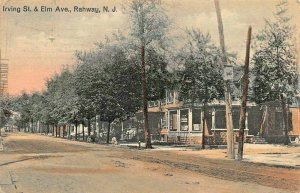 RAHWAY NJ~IRVING STREET & ELM AVENUE-RESIDENCES~H L MOORE 1917 PHOTO POSTCARD
