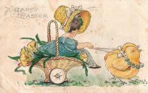 VINTAGE POSTCARD HAPPY EASTER GREETING EMBOSSED MAILED FROM NEW BEDFORD 1910