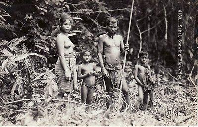 SE ASIA, MALAYSIA -- SAKAI, Native Family with Blow Pipe,...