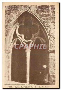 Postcard Ancient Church Perros Gothic Porch