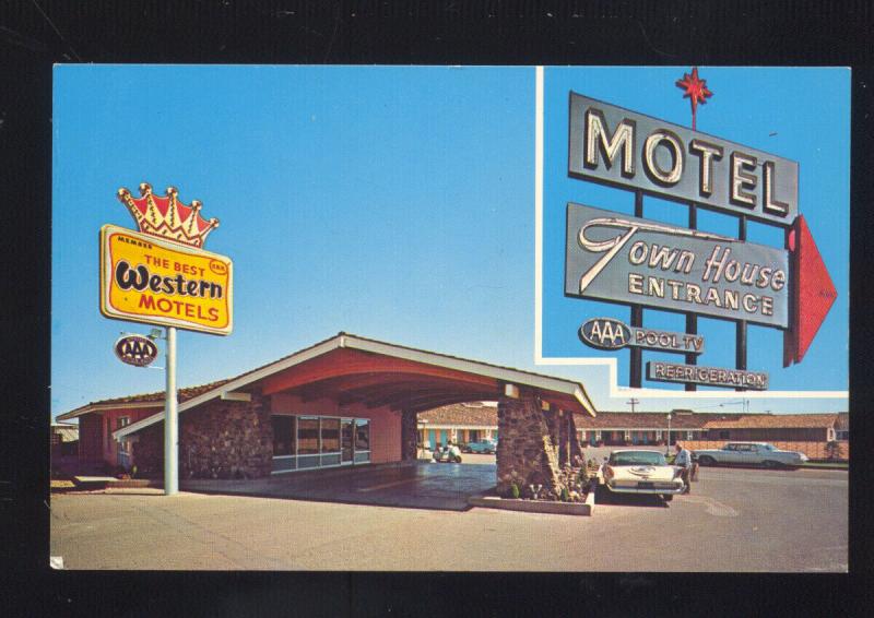 WINSLOW ARIZONA ROUTE 66 MOTEL TOWN HOUSE 1960's CARS VINTAGE POSTCARD