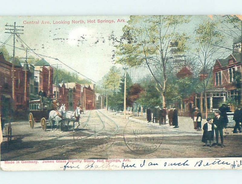 Pre-1907 STREET SCENE Hot Springs Arkansas AR W2414