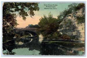 1913 State Street Bridge Willow Creek Mason City Iowa IA Vintage Posted Postcard