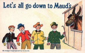 Vintage Postcard 1900's Let's All Go Down To Maud's Comic Card
